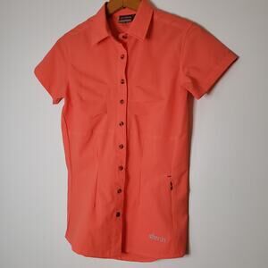 Sherpa Adventure Gear Hiking Short Sleeve Buttondown Top Coral Fitted Size XS